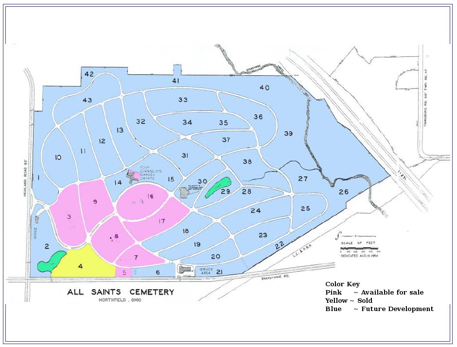 Color Plot Map, All Saints, Northfield, Ohio, USA